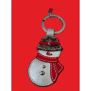 Coach 92200 Leather Snowman Signature Hat Keychain Key Fob Handbag Charm NWOT